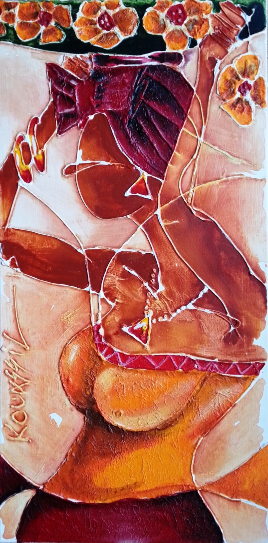 Rouge et fleurs (2015) 80x40cm 